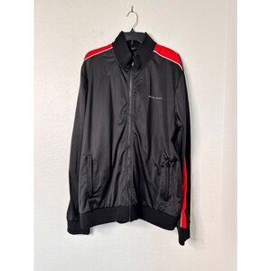 Sean John Mens Black Red Full-Zip Track Jacket Striped Sleeves Big Tall Size 3XL